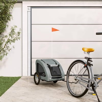 Honden Fietskar - Dieren Aanhanger - Veilig Vervoer - Stevig IJzer Frame - Grote Wielen - Grijs