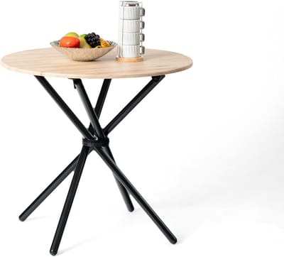 Ronde Eettafel - Keukentafel Tafel - Gezellig Eten - Scandinavisch Design - 80x75cm - Houtlook Bruin