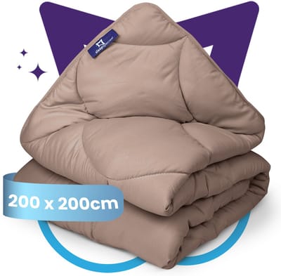 Slaapspeciaal eazydekbed Essential 200x200 cm - BRUIN - Dekbed Zonder Overtrek – Gekleurd Dekbed – Hoesloos Dekbed - Wasbaar Dekbed - Luxe Gelvezels - Anti-Allergisch & Perfect Voor Elk Seizoen - Tweepersoons