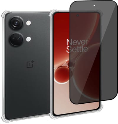 Geschikt voor OnePlus Nord 3 Hoesje + Privacy Screenprotector – Privé - Gehard Glas Cover