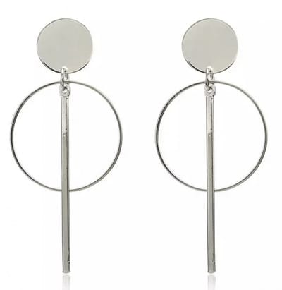 Clip oorbellen -rond- zilverkleur-lang- geen gaatje- Charme Bijoux