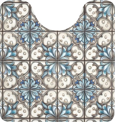 WC mat met uitsparing 55x60 cm - Antislip - Barok - Tegel - Kleurrijk - Toiletmat met uitsnijding - Vloermat - Douchemat - Toilet tapijt - Toiletmatten