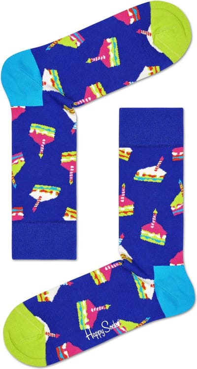 Happy Socks - Birthday Cake - blauw Multi - Unisex - Maat 36-40