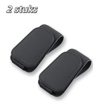 2 stuks - Brillenkokers - Brillenmontuur - Zonnebrilhouder voor in de auto - Magnetisch - Leer - Brilhaakje - Voor zonnekleppen, zonnebrilhouders en kaarthouders - Accessoires voor zonnekleppen in de auto - Zwart