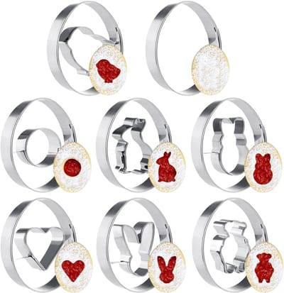 Easter Cookie Cutters - Pasen - Decoratie voor Thuis - Cake Moulds - Geschenken - RVS - 7.5 x 6 x 2 cm - Met Konijn - Eieren - Motieven - Etc
