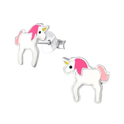 Aramat Jewels | Oorbellen | Zilveren Eenhoorn Oorbellen - Schattig Cadeau Meisje | | | |10mm | Zilver | Kinderen | Verkleurd niet