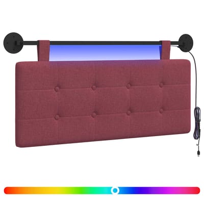 vidaXL - Hangend - hoofdbord - Met - LED-verlichting - Wijnrood - Stof