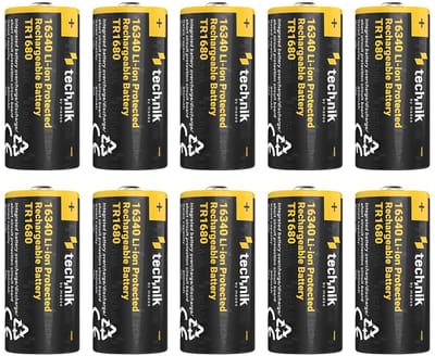 Technik Oplaadbare Lithium Batterij - Li-ion - 16340 / RCR123 / TR1680 - 800mAh - 3.7V - 10 stuks