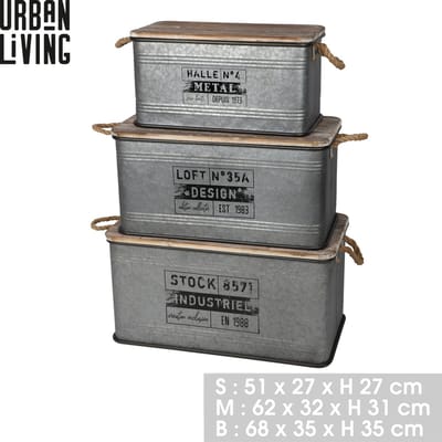 LOFT & METAL METALEN DOOS X3 S:51X27X27CM M:62X32X31CM L:68X35X35CM