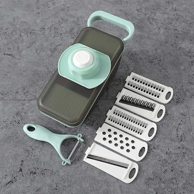 5-in-1 Groentesnijder Fruitsnijder Rasp Versnipperaars Afdruipmand Voedselhakker Snijder Kubersnijder Snijgereedschap Keukenaccessoires gray