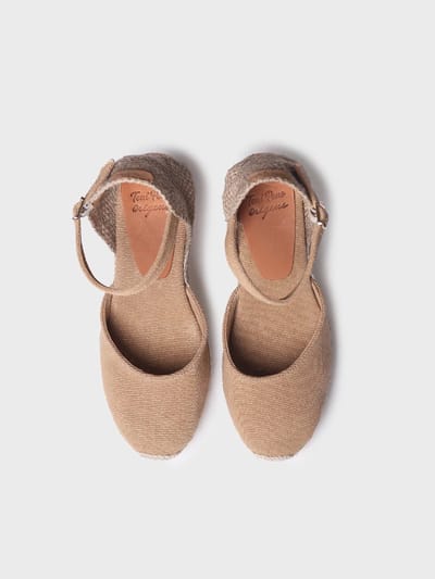 Espadrille met sleehak voor dames van linnen en katoen | PIPER-GY