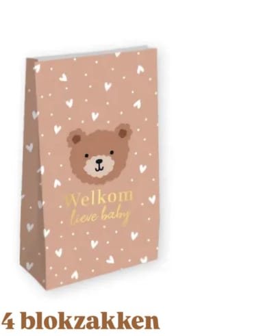4x Blokbodem zak Little Bears - Maat L - Welkom Little Baby