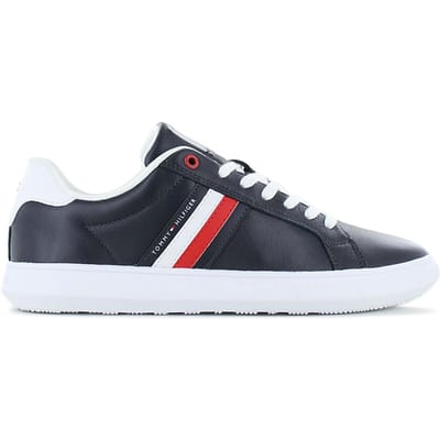 Tommy Hilfiger Essential Leather Cupsole - Heren Sneakers Schoenen Leer Donkerblauw FM0FM04921-DW5 ORIGINEEL EU 42 UK 8 blauw