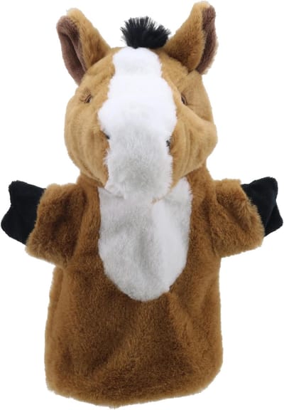 Paard Handpop - Dierenpop - Fantasierijk Spel - Zachte Stoffen - 13 cm Hoog