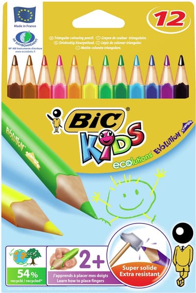 Kleurpotloden Bic Kids Evolution Triangle etui à 12 kleuren | 12 stuks