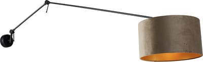 QAZQA blitz - Moderne Wandlamp met kap voor binnen - 1 lichts - D 35 cm - Zwart Goud - Woonkamer | Slaapkamer | Keuken