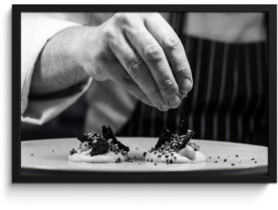 Poster in lijst - Fotolijst 60x40 cm - Posters - Chef - Garnering - Gerecht - Posterlijst zwart - Decoratie - Wanddecoratie woonkamer - Muurdecoratie slaapkamer