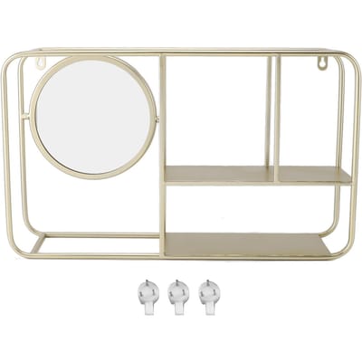 Étagère Murale Dorée Rectangulaire Style Nordique Innovante Minimaliste Fer Étagère de Rangement Murale pour beige