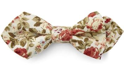 Puntige Crèmekleurige Vlinderdas met Bloemenmotief