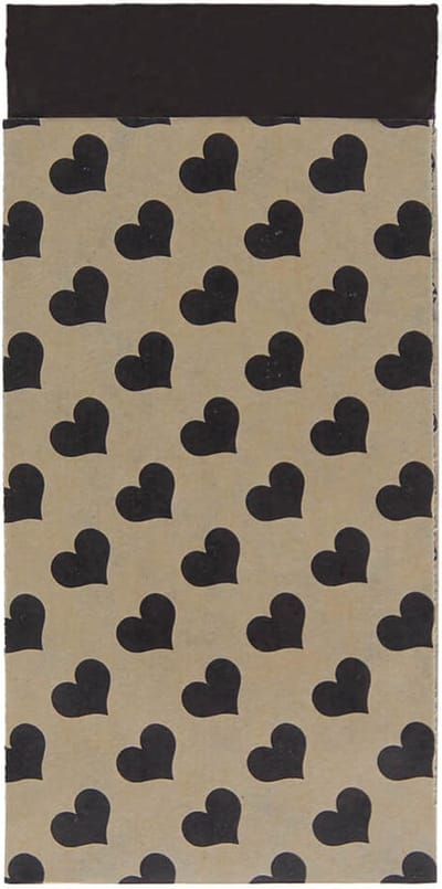 200 x Papieren Zakjes Bruin met zwarte hartjes 7x13cm