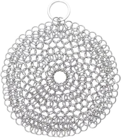 Kettingmail Schrobber - Pannenreiniger RVS - Hardnekkige Vlekken Verwijderen - Duurzame Roestvrij Staal - 10 x 10 cm - Zilver