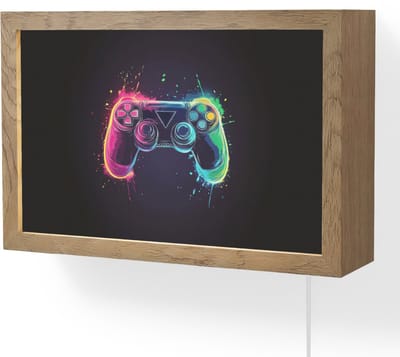 Wandlamp 30x20 cm - Oplaadbaar - Grafisch - Controller - Neon - Verfspatten - Wandlampen binnen woonkamer - Slaapkamer lamp met kabel - Decoratieve nachtlamp - Vloerlamp snoer