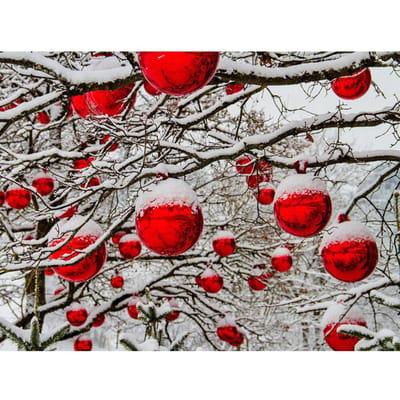 Diamond Painting Kerst Winterlandschap Volledige ronde diamant borduurwerk kerstballen schilderij 20X30CM gray