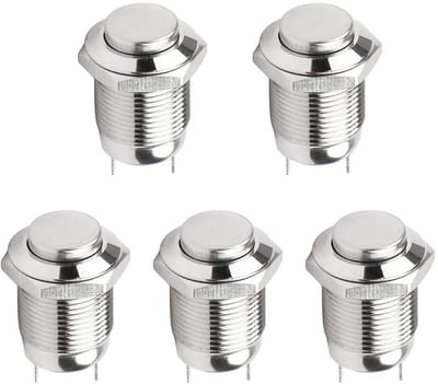 SPHProducts - 5Pcs Metaal Drukknop Schakelaar - Waterproof ON/OFF - 12mm Formaat - 3A 250V - Voor Elektronische Toepassingen - Duurzaam en Betrouwbaar