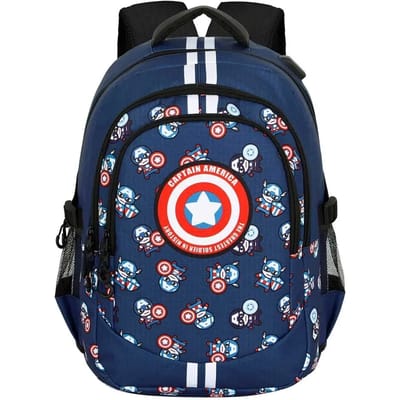 Karactermania - Marvel - Captain America - Running PLUS - Rugzak - Handbagage Backpack met Trolley Bevestiging - Rugtas - Blauw
