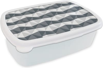 Broodtrommel Wit - Lunchbox - Brooddoos - Zebra - Geometrie - Patronen - 18x12x6 cm - Volwassenen