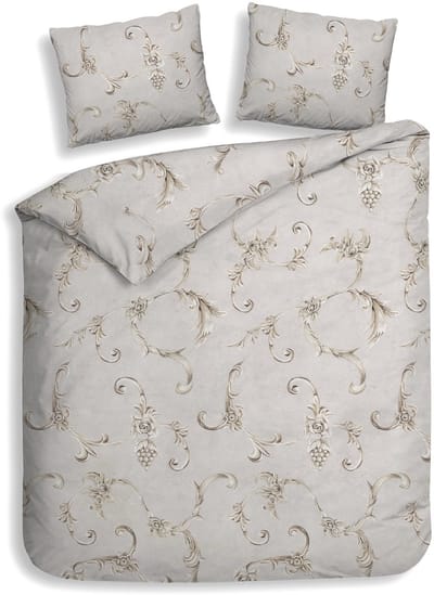 Heckettlane Rosalie Dekbedovertrek - 100% Katoen-Flanel - 240x200-220 cm - Lits-Jumeaux - Grijs