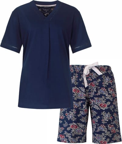 Tenderness Dames Shortama - Korte Mouwen - Navy Blauw - Maat S