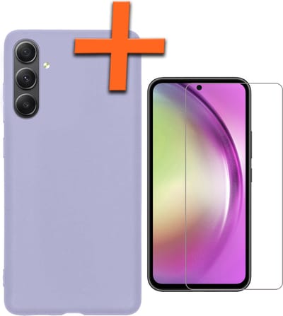 Hoes - Met Screenprotector - Geschikt voor Samsung Galaxy A54 - Sterk & Shockproof - Back Cover - Siliconen Case - Telefoon Hoes - Lila
