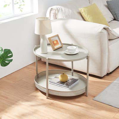 Salontafel Jäller ovaal 66x51x44 cm taupe [en.casa]