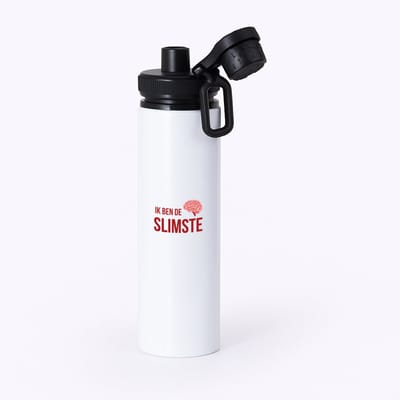 Hacebo® - Ik ben de slimste waterfles met draaidop zwart - Zelfvertrouwen - iemand die heel slim is - quote - cadeautje voor een slim persoon - nerd - kado - cadeau - gift - geschenk - verrassing - slimme mensen - water fles - 850ML