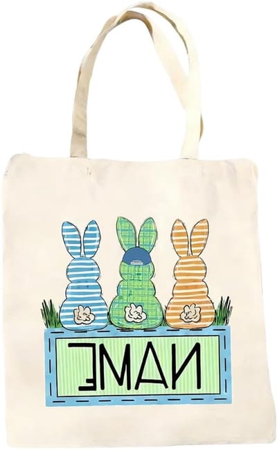 Easter Jute Mand met Handvat voor Kinderen, Perfect voor Paasfeest, Blauw en Duurzaam