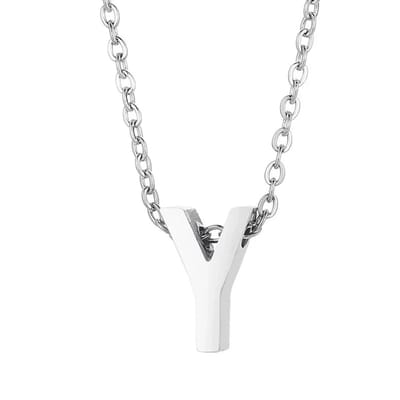 Aramat Jewels | Halskettingen | Stalen Initiaal Letterketting Vrouw – 45cm Zilverkleurig Gepersonaliseerd | Y | |1,5mm | Staal | Volwassenen | Verkleurd niet