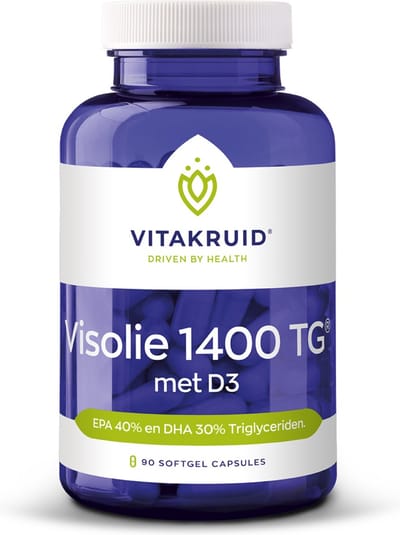 Vitakruid Visolie 1400 TG Triglyceriden met D3 90 Softgels