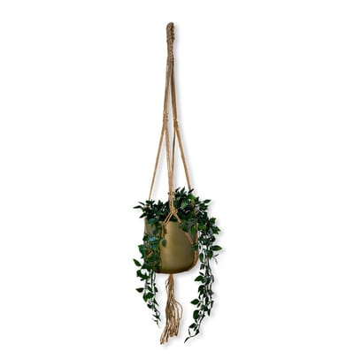 Jute Plantenhanger 'Plantsy' - 110 cm lang - Geschikt voor Pot met Diameter t/m 25 cm - Handgemaakt in ons Macramé Atelier - Prijs per Stuk - Let op: Exclusief Pot - Inclusief Verzendkosten