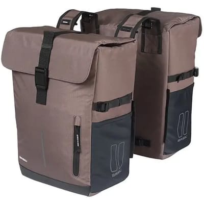 Basil Move - Dubbele fietstas - 30L - Incl. regenhoes - Gerecycled materiaal - Bruin