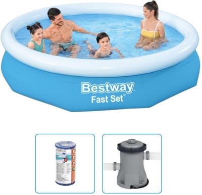 Bestway Fast Set Opblaasbaar zwembad - 305x66 cm - Rond - Met filterpomp - Zwembad - Filterpomp - Opblaasbaar Zwembad - Zwembad Met Filter - Fris Water