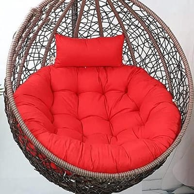 Hangstoel met Standaard - Schommelstoel Eierstoel - Ontspannen Buiten - Inclusief Zacht Kussen - 105 x 90 cm - Wit