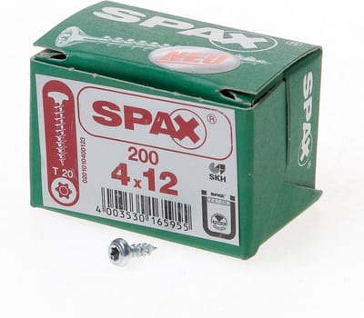 Spax Spaanplaatschroef cilinderkop verzinkt T-Star T20 4.0x12mm (per 200stuks)