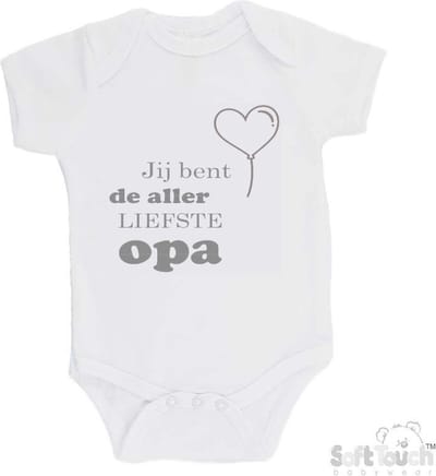 100% katoenen Romper "Jij bent de allerliefste opa" Unisex Katoen Wit/grijs Maat 56/62