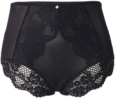 TruYou - Dames - TruYou maxi-slip mesh kant hoge taille - Zwart - Maat 54+