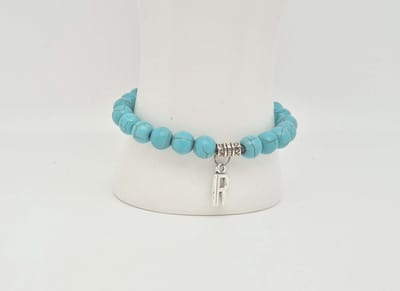Handgemaakte "Letters" natuursteen armband met natuursteen "Letters" " Turkoois" -8 mm diameter van de korrel- Diameter armband 20 cm - Kies je favoriete letters- Een mooi cadeau voor familie en vrienden