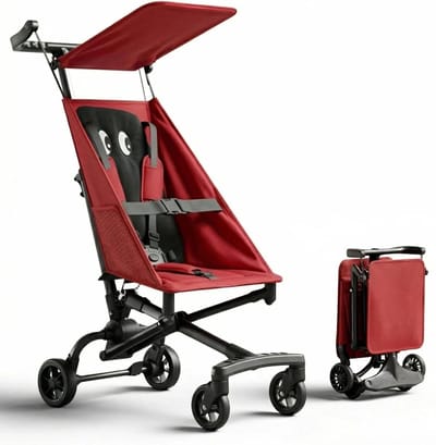 Lichtgewicht Wandelwagen - Reisbuggy Compacte Kinderwagen - Comfortabel Reizen - Eenhandig Inklappen - 2.8 kg - Rood