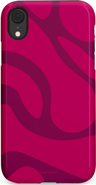 Casetastic hoesje geschikt voor Apple iPhone XR - Dubbellaagse bescherming - Violet Paarse Golven - Fashion Case - Roze