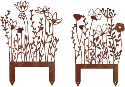 Tuinstekers Roest - Decoratie Bloemen - Tuin Aankleden - Weerbestendig - 2 stuks - Roestkleurig