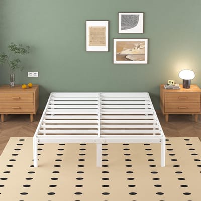 Allecto - Metalen Bed - 120x200cm - Squeak-free - Wit - Jeugd Bed - Geschikt voor tieners - Hoogte 36cm